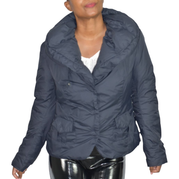 ADD Puffer Jacket Funnel Neck Black Goose Down Short Padded Puffy Winter Coat 8 - Picture 1 of 16